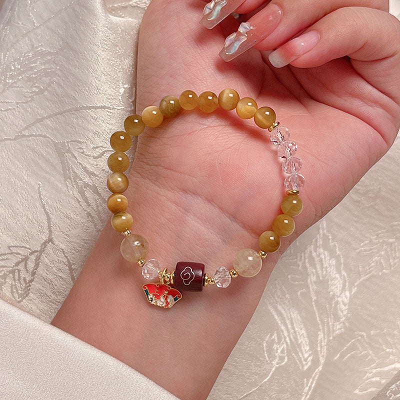 Natural Tiger Eye Crystal Bracelet with Cloud Pattern