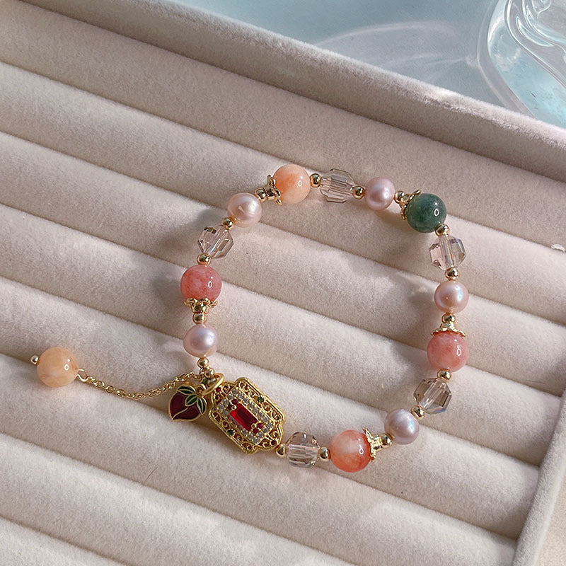 Natural Stone Colorful Beaded Bracelet Handcrafted Lucky Agate