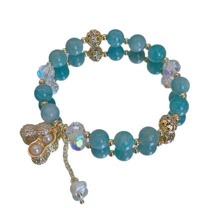 Prosperity Bracelet with Golden Hair Crystal and Peanut Beads