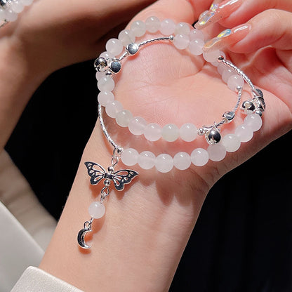 Delicate Sweet Pink Double-layer Strawberry Crystal Bracelet