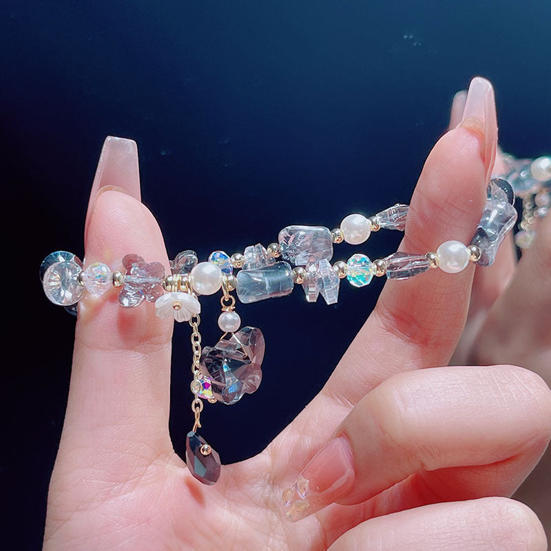 Crystal Glass Bead Butterfly Flower Bracelet