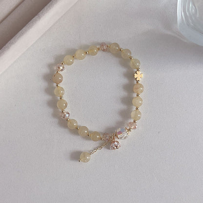 Natural Crystal Fox Lucky Clover Bracelet