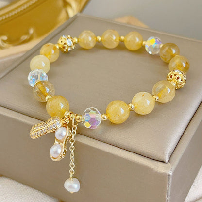 Prosperity Bracelet with Golden Hair Crystal and Peanut Beads