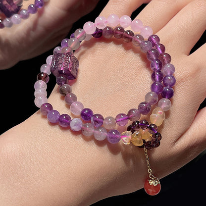 Nine Purple Fire Bracelet Aurora Luminous Glass Cube Crystal Bracelet