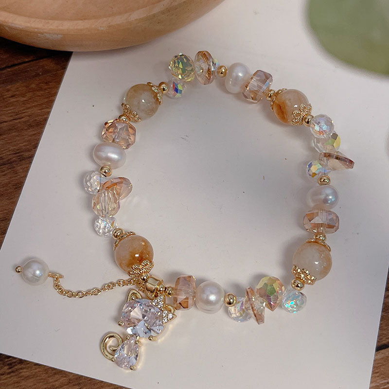 Colorful Beaded Bracelet with Sweet Delicate Charm