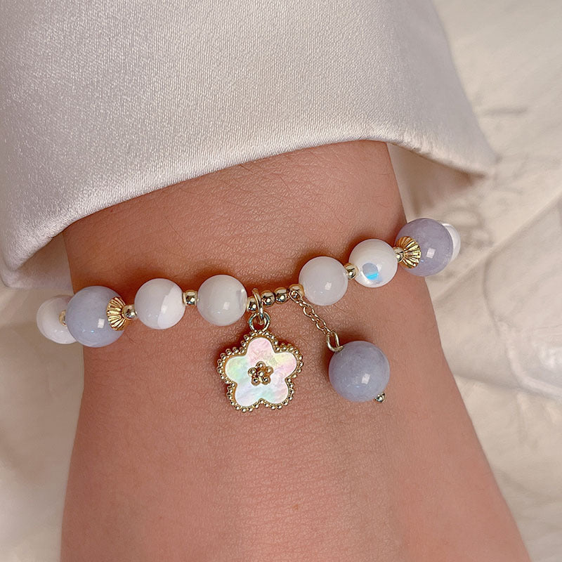 Natural White Butterfly Shell Flower Bellflower Bracelet