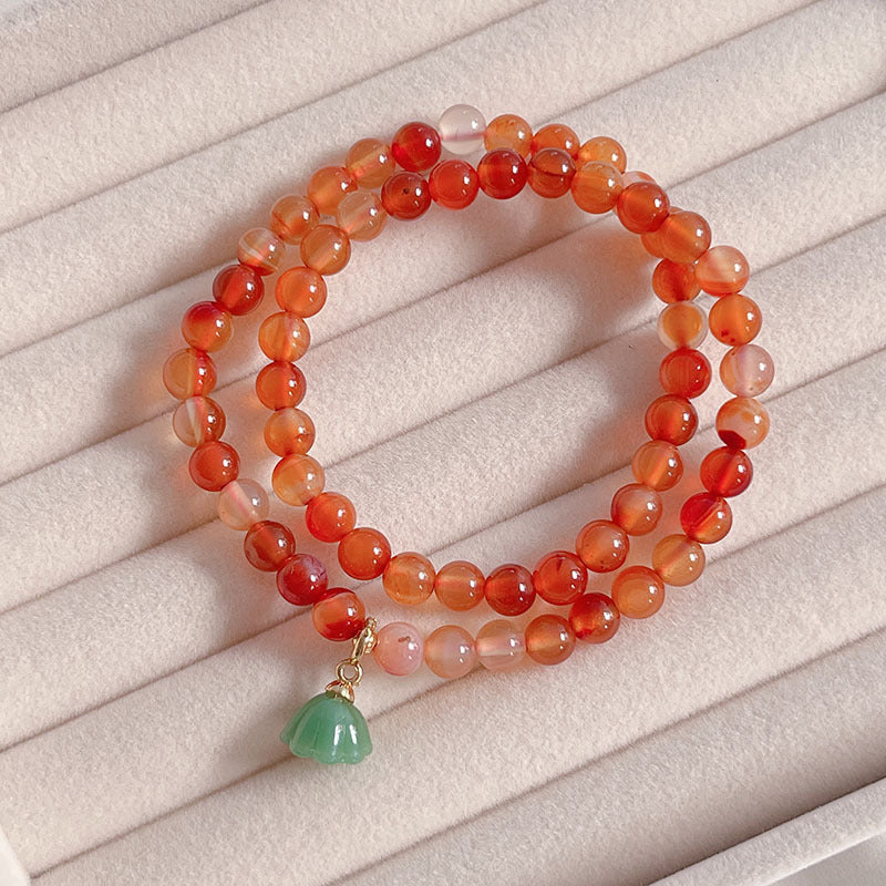 Natural Agate Simple Fresh Bracelet with Removable Lotus Pendant