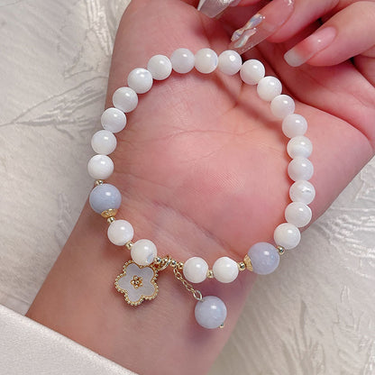 Natural White Butterfly Shell Flower Bellflower Bracelet