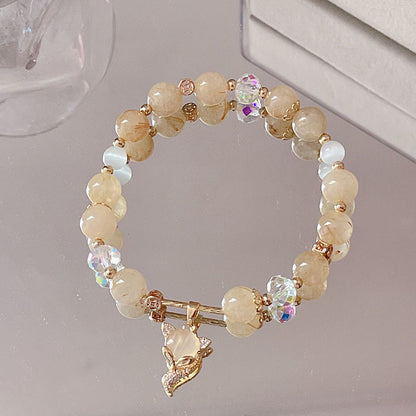 Natural Crystal Fox Lucky Grass Bracelet