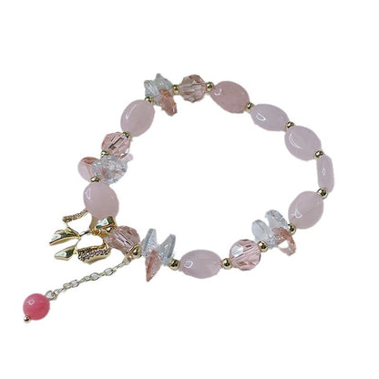 Rainbow Candy Natural Stone Bracelet with Delicate Bow Accessories