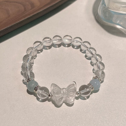 Natural White Crystal Carved Butterfly Bracelet