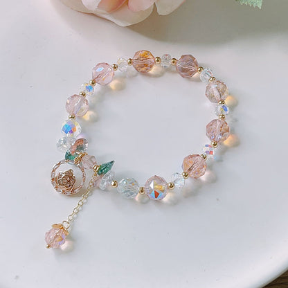 Crystal Rose Flower Pendant Bracelet