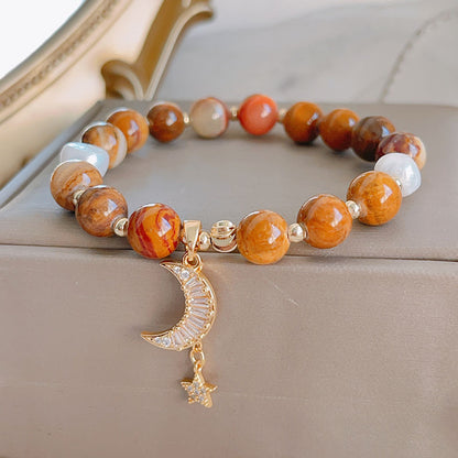 Natural Stone Moon and Star Layered Bracelet