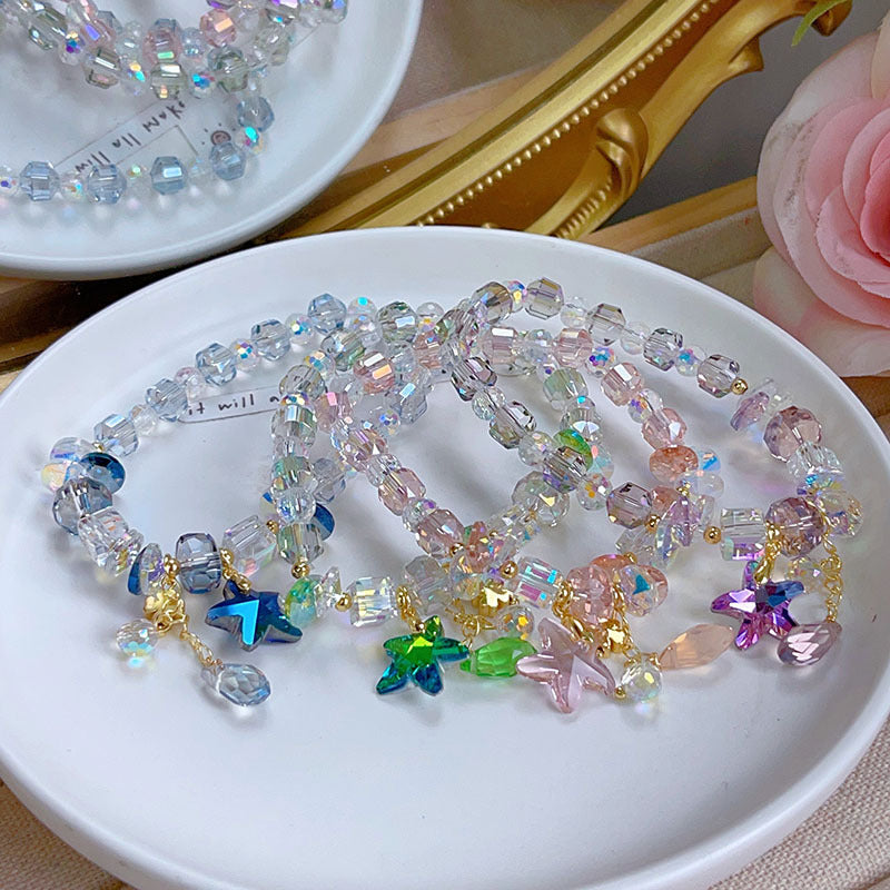 Sparkling Star Bracelet with Various Faceted Crystal Beads