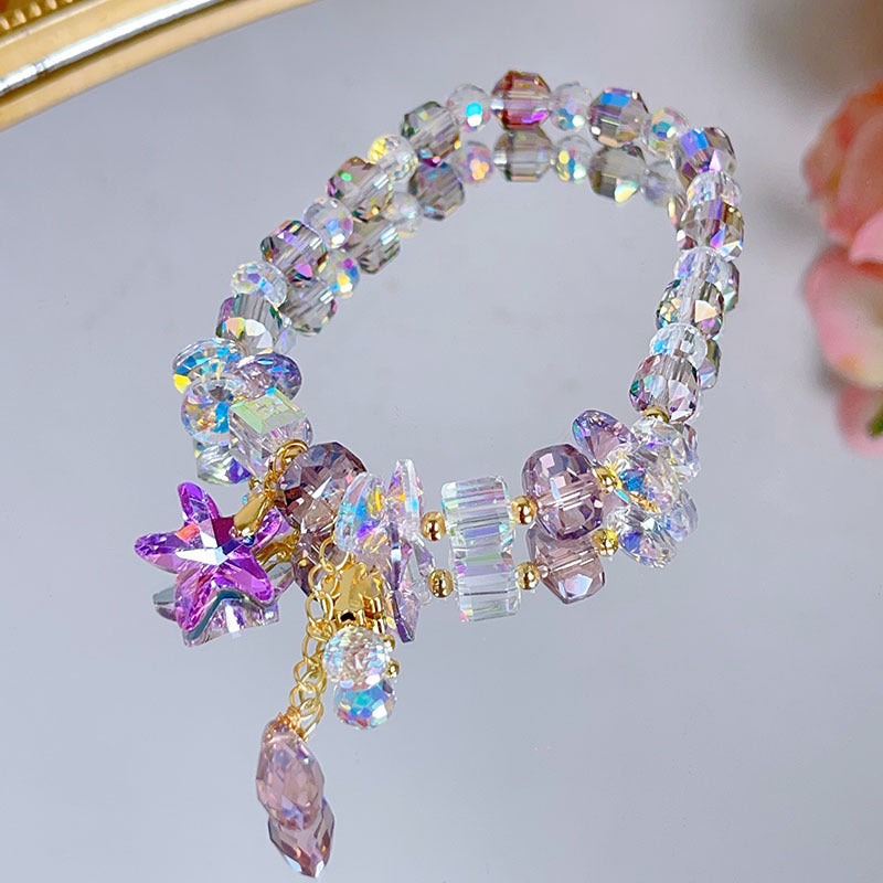 Sparkling Star Bracelet with Various Faceted Crystal Beads