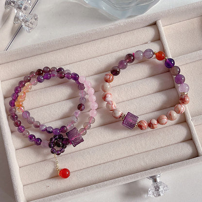 Nine Purple Fire Bracelet Aurora Luminous Glass Cube Crystal Bracelet