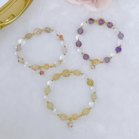 Brilliant Galaxy Natural Amethyst Bracelet with Delicate Micro Inlaid Stars Pendant