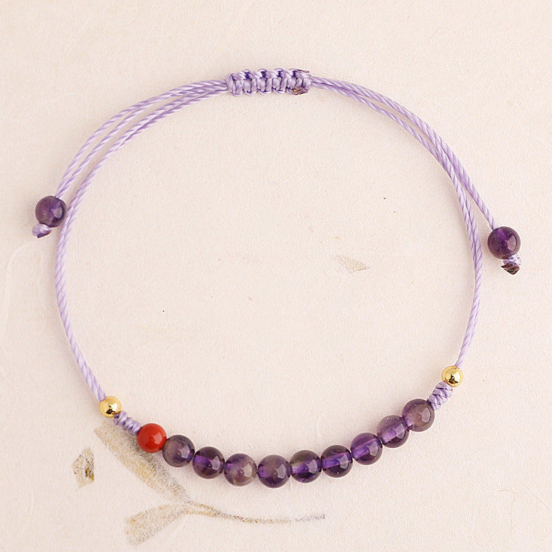 Natural Amethyst Knitted Hand Rope Purple Bracelet