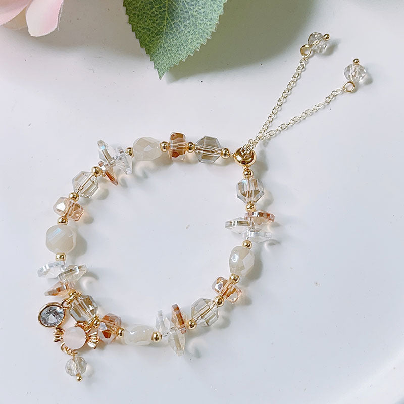 Cute Crystal Bracelet with Star and Flower Charms