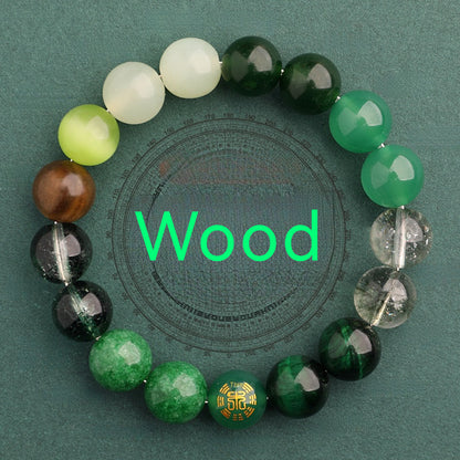 Wood Elemental-Green agate balance energy bracelet