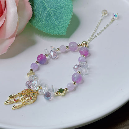 Cute Crystal Bracelet with Star and Flower Charms