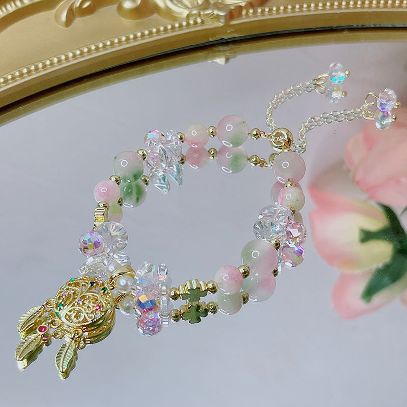 Cute Crystal Bracelet with Star and Flower Charms