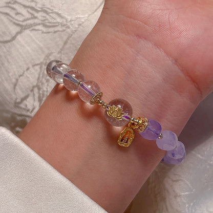 Double Luck Amethyst White Crystal Bracelet