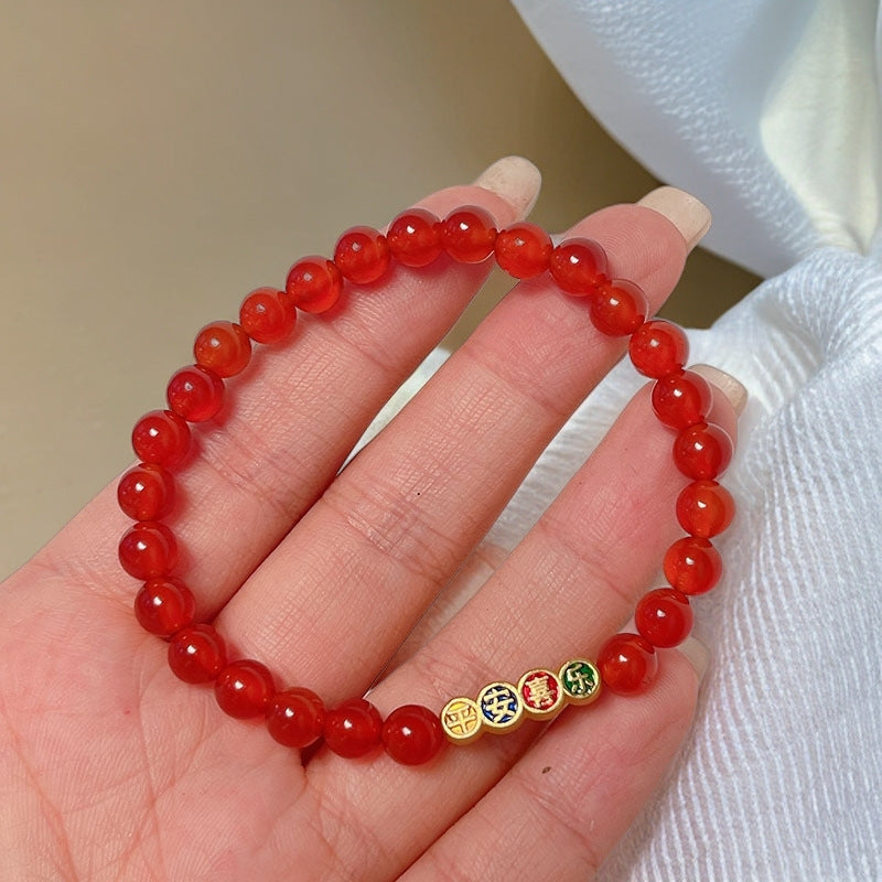 Red Agate Beaded Bracelet for New Year