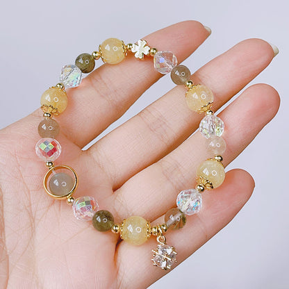 Zircon Sphere Pendant Crystal Bracelet Wealth Yellow Hair Crystal Love Strawberry Crystal Bead Bestie Girls Accessories Gift