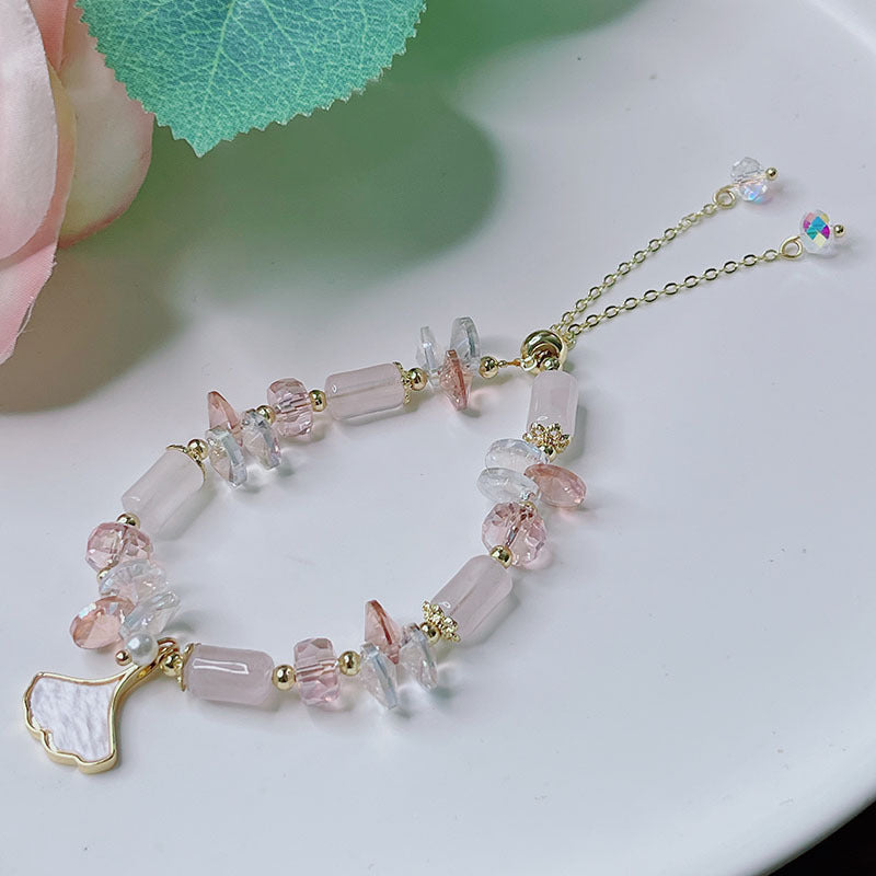 Cute Crystal Bracelet with Star and Flower Charms