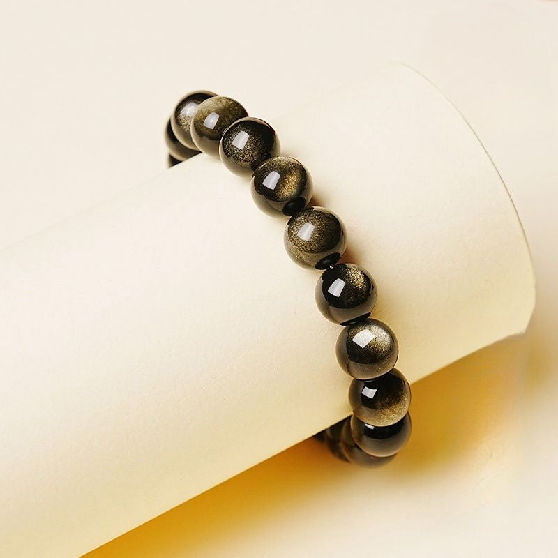 Black Gold Obsidian Transport Cat's Eye Stone Fortune Bracelet Fortune