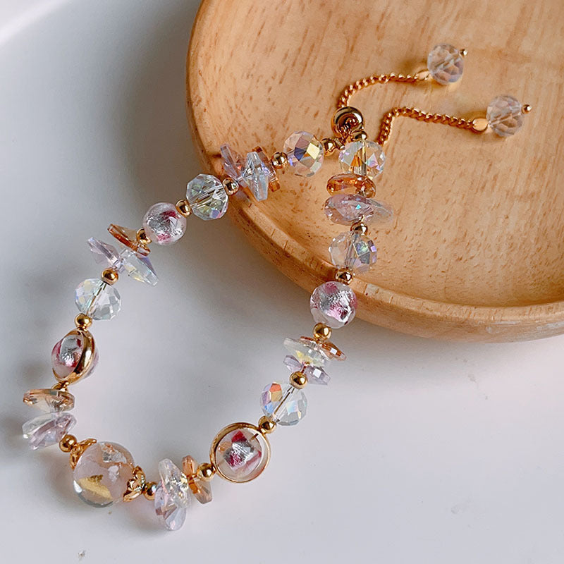 Pink Stone Beaded Unique Crystal Bracelet