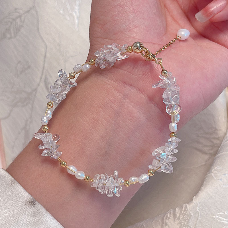 Crystal Pearl Bracelet Handmade Boho Style