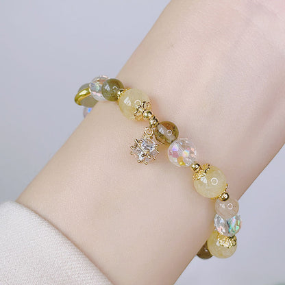 Zircon Sphere Pendant Crystal Bracelet Wealth Yellow Hair Crystal Love Strawberry Crystal Bead Bestie Girls Accessories Gift