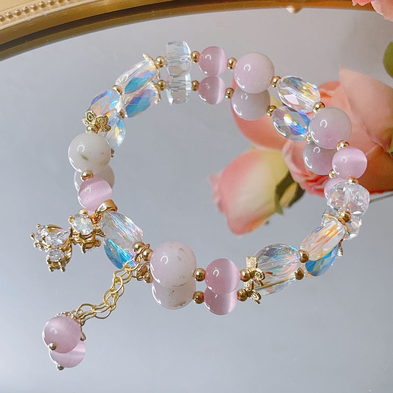 Korean Style Cute Bear Crystal Bead Bracelet for Girls