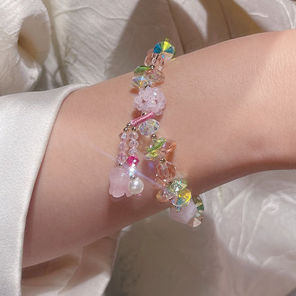 Original Heavy Duty Lily Flower Tassel Bracelet for Women with High-end Crystal Agate Beads