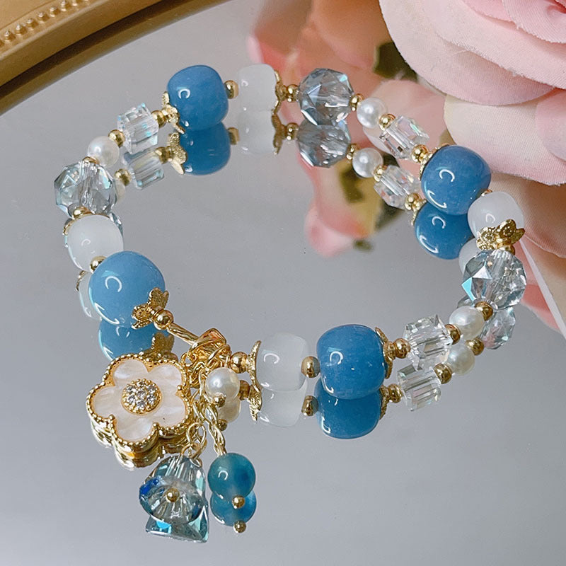 Spring/Summer Flower Bracelet with Natural Stone Crystal for Women