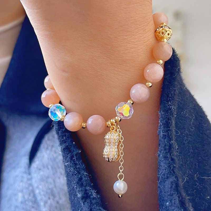 Prosperity Bracelet with Golden Hair Crystal and Peanut Beads