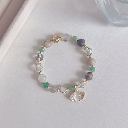 Natural Crystal Fox Lucky Clover Bracelet