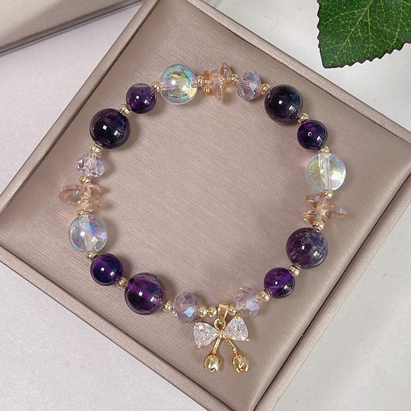 Purple Crystal Bow Bracelet for Women