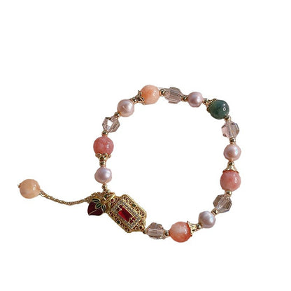 Natural Stone Colorful Beaded Bracelet Handcrafted Lucky Agate