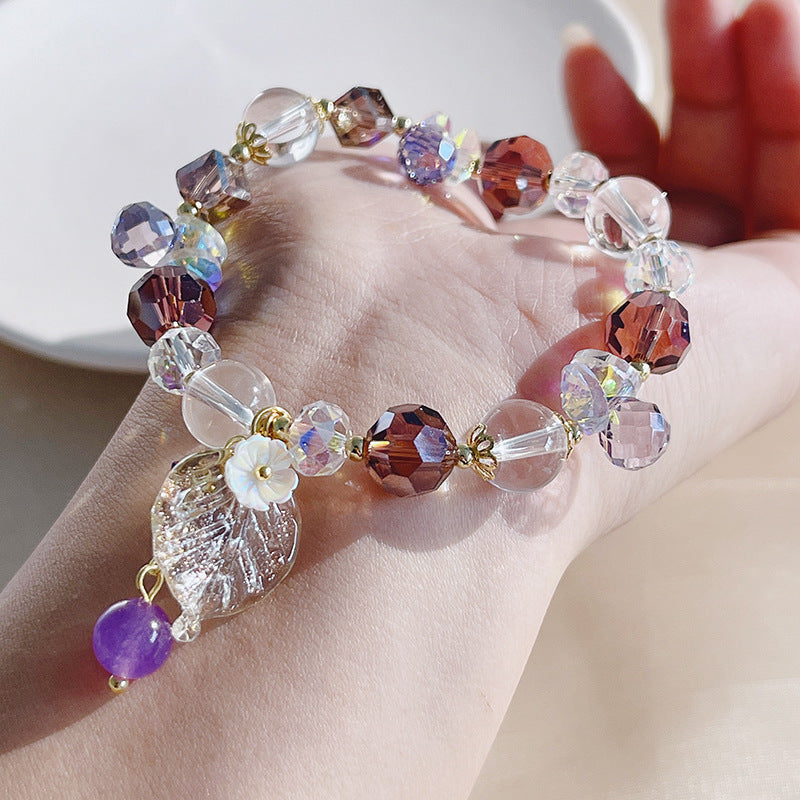 Forest Crystal Bracelet Versatile Flower Leaf Colorful