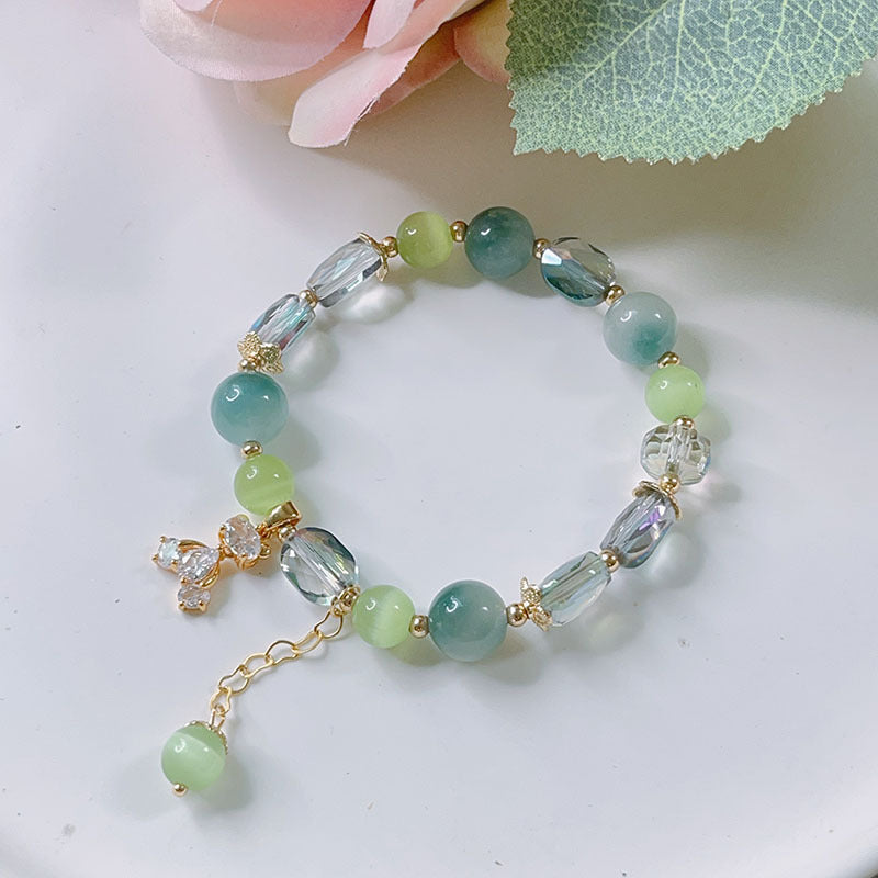 Cute Crystal Bracelet with Star and Flower Charms