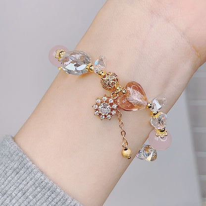 Fresh and Sweet Flower Bracelet with Zircon Inlay