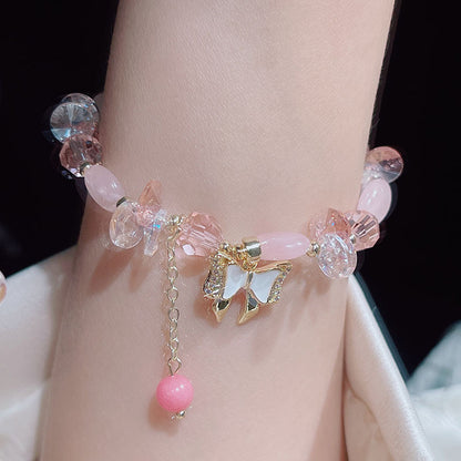 Cute Crystal Bracelet with Star and Flower Charms