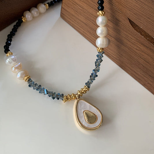 Mother of Pearl Avocado Pendant Bracelet Set