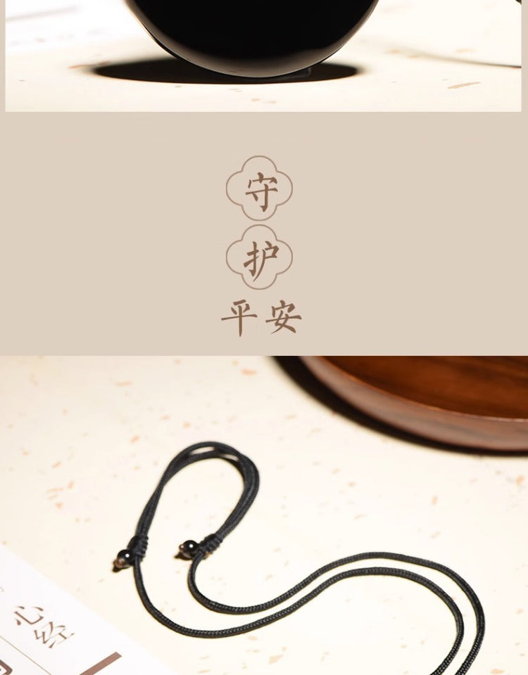 12 Zodiac Natural Black Gold Obsidian Transport Necklace