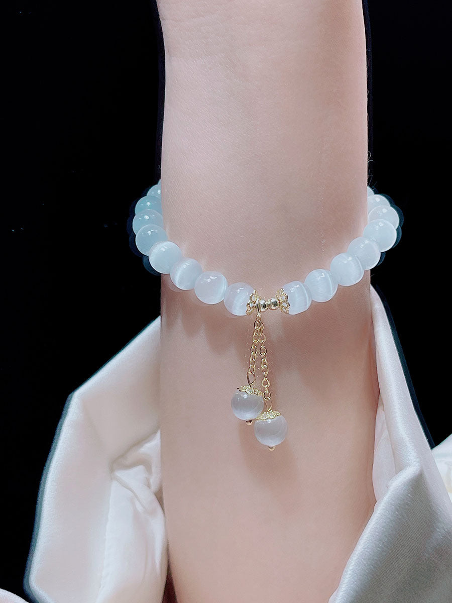 Chinese Style Women's Bracelet with Crystal Cat Eye Gourd Lucky Charm