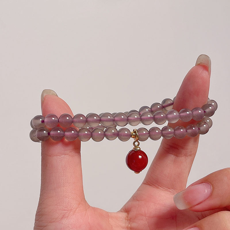 Purple Gray Bracelet with Agate Beads for Women