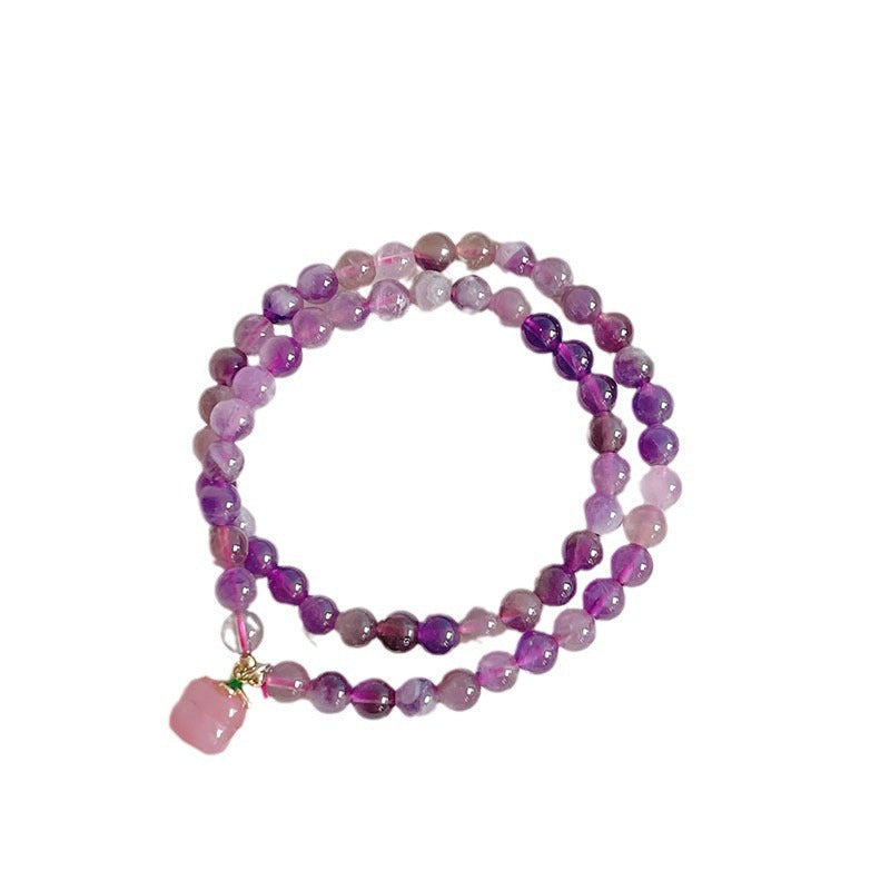 Amethyst Multi-loop Bracelet White Jade Persimmon Pendant Lucky Feng Shui Accessories